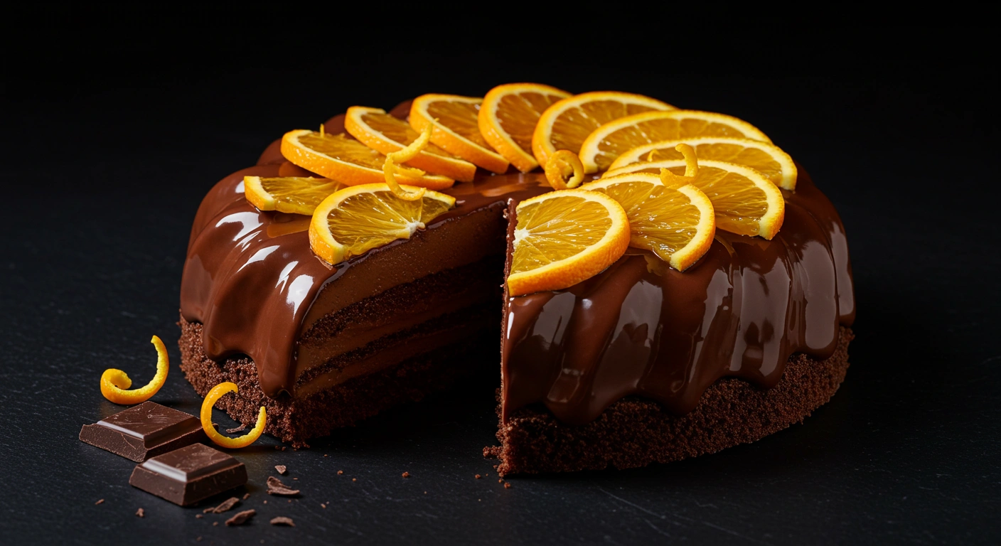 Gourmet Dessert: Dark Chocolate Explosion with Fresh Orange - secondary view